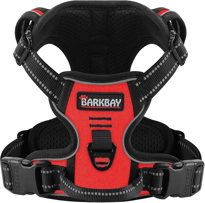 BARKBAY Dog Harness No Pull for Small Dogs - Adjustable, Reflective, Comfortable, No Choke, Heavy-Duty - Perfect for Outdoor Training, Walking, and Hiking - Strong & Durable - S & Red