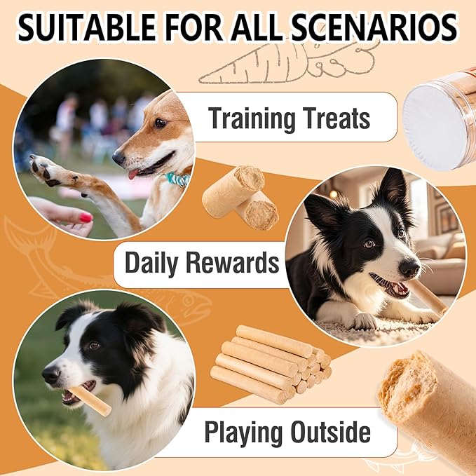 150g Dehydrated Salmon Sticks for Dog,Natural Salmon and Carrots,Easy to Digest and High Protein,for Daily Dog Training and Dental Healthy