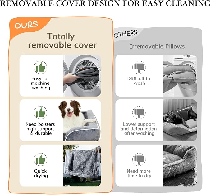 Comfort Expression Waterproof Dog Bed, XXL Dog Bed Orthopedic Foam, Waterproof Pet Sofa Couch with Washable Removable Cover & Non-Slip Bottom(XX-Large,Caramel)