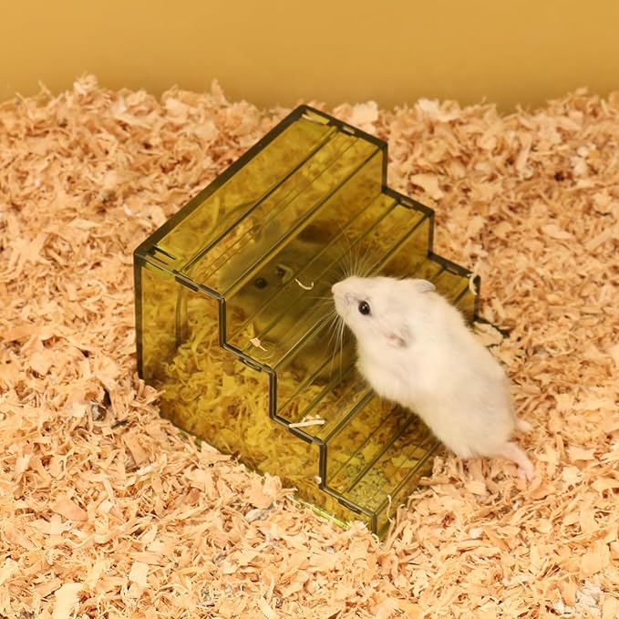Hamster Hideout Ladder Bridge,Hamsters Climbing Toy,Climbing Ladder with Hamster House,Hideout Chamber for Dwarf Hamsters mice and Small Animals Habitat décor (Transparent)