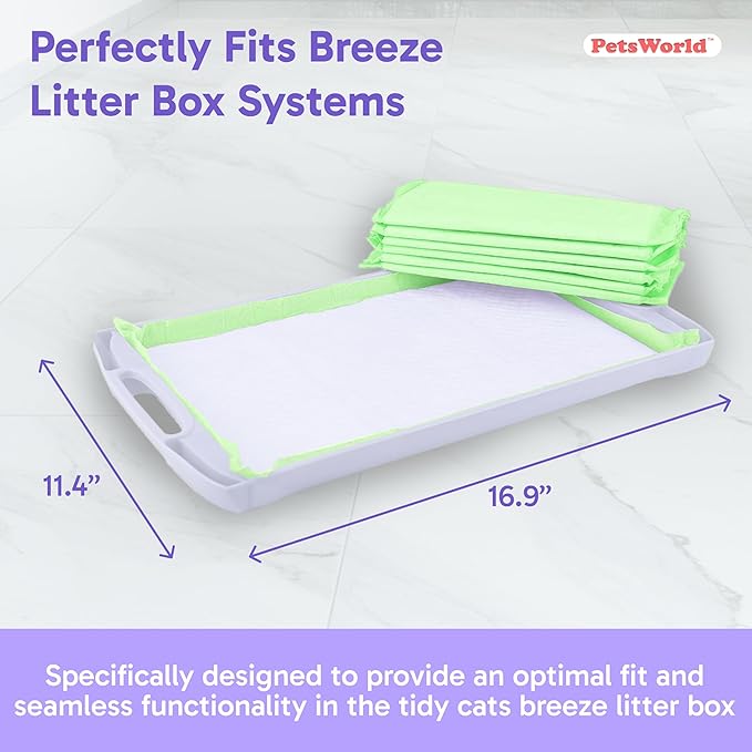 PETSWORLD Multi Cat Pad Refills for Cats Breeze Litter System, Ultra-Absorbent, Quick Dry - (1200 Count, Unscented)