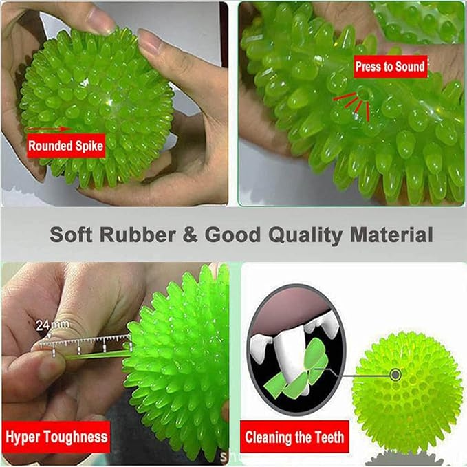 Orgrimmar 3 PCS Pet Squeaky Chewing Balls Dog Soft Stab Cleaning Teeth Toys Balls with High Bounce for Small Medium Large Pet Dog Cat Toys(Small,2.55in)