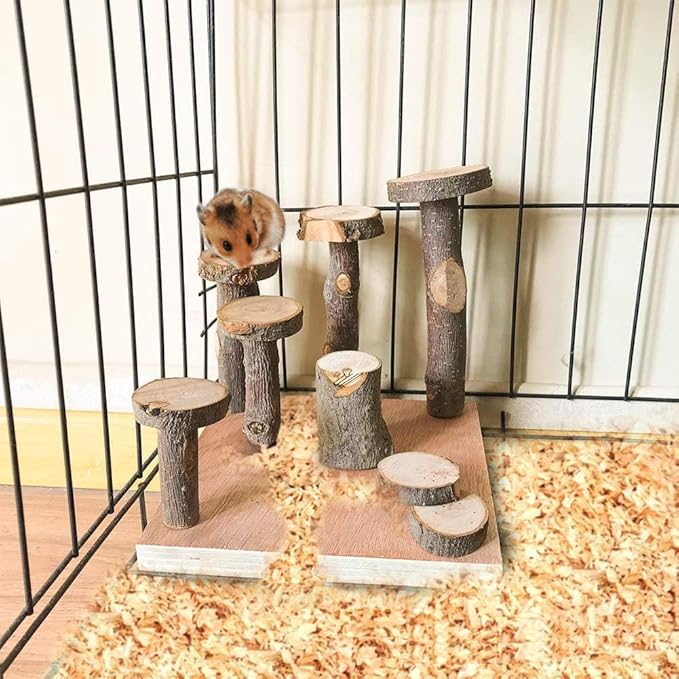 Hamster Climbing Wooden Stand Platform Hamster Cage Playground Natural Wood Bridge ramp Toys for Dwarf Hamsters Syrians Gerbil Mouse Rat