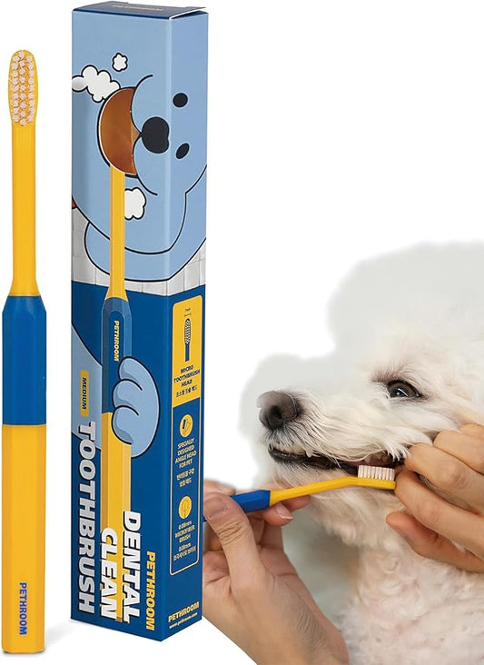 PETHROOM Pet Toothbrush | Dogs and Cats Teeth Brushing Cleaning Tooth Care | Soft Bristle Cleaning Toothbrush for Dog Puppy Cat, Removing Old Plaque and Tartar (Medium)