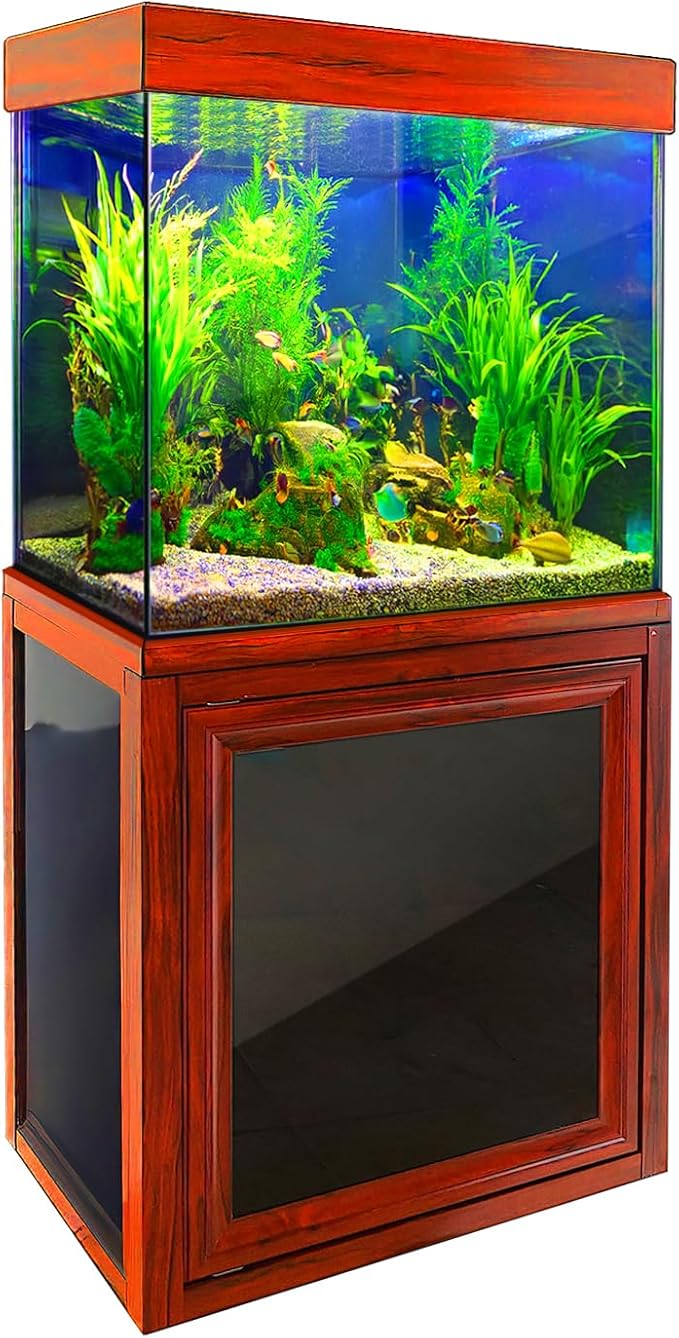 40 Gallon Fish Tank with Premium Tempered & Ultra Transparent Glass (Complete Aquarium Setup) RED Wood