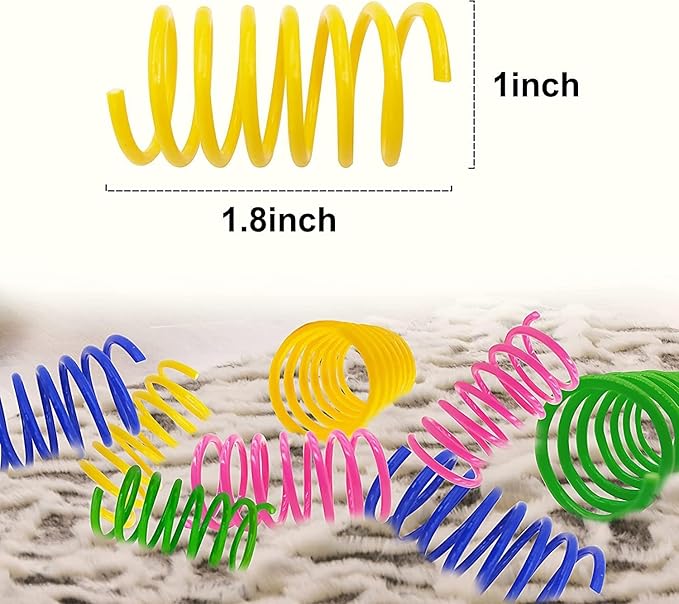 AGYM Colorful Plastic Spring Cat Toys, 12 Pack Spiral Springs for Indoor Cats to Swat, Bite, Hunt, Interactive Toys for Cats and Kittens