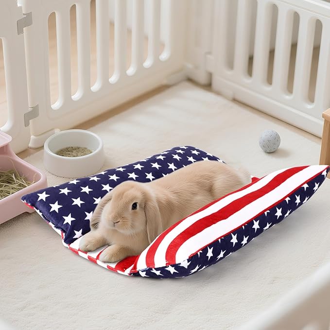 15.7X14 Inch Rabbit Bed, Padded Concave Bed for Small Animals, Cuddle Cushion Plush Mat with Cotton Lounger Pillows for Bearded Dragons, Guinea Pigs, Rabbits, and Hamsters