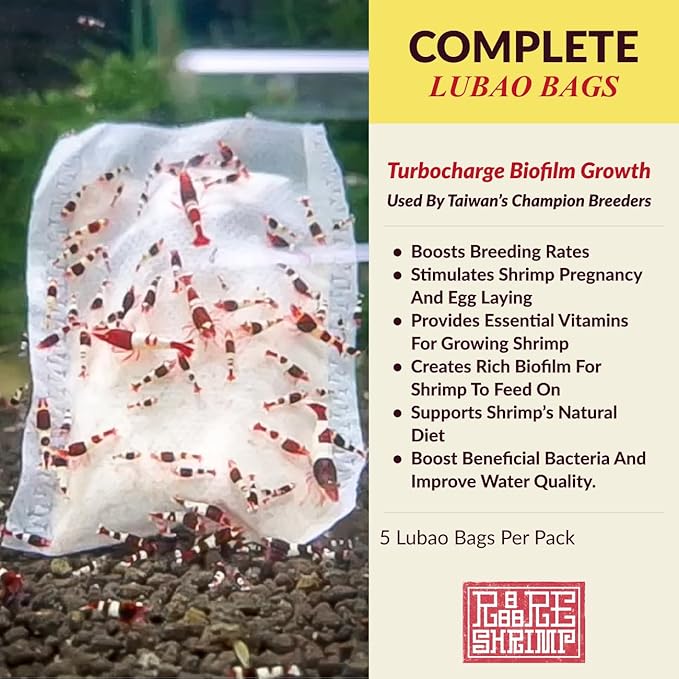 Aquarium Shrimp Bacteria Culture Bag Lu Bao Kallax Ball - Premium Bio Bag Biofilm for Crystal Red, Caridina & Neocaridina Breeding - Natural Microorganism Bag Supplement by Rare Shrimp - 5 Pack