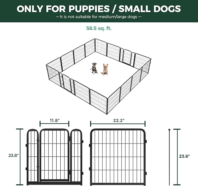 FXW Homeplus Unleashed Indoor Dog Playpen - Stress-Free and Safe Play, Heavy Duty 24 Inch 16 Panels Dog Pen for Puppy and Small Dogs, Black│Patented