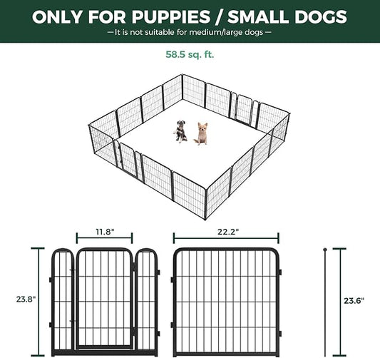 FXW Homeplus Unleashed Indoor Dog Playpen - Stress-Free and Safe Play, Heavy Duty 24 Inch 16 Panels Dog Pen for Puppy and Small Dogs, Black│Patented