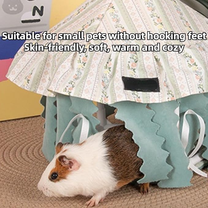 Guinea Pig Hideout Large with Curtain, Bunny Hideout, Machine Washable Guinea Pig Hide Tent Houses & Habitats, Small Animal Hideout for Pet Rabbit, Ferret, Rat, Chinchilla, Squirrel (Green)