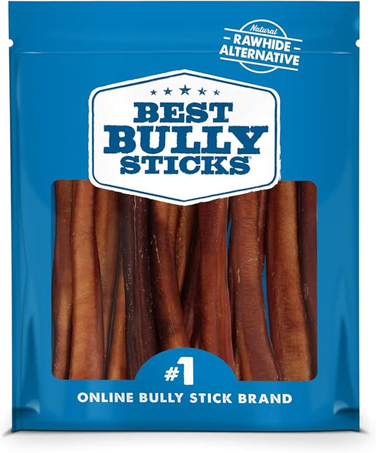 Best Bully Sticks Thick 12 Inch Bully Sticks for Dogs - 18 Count (Pack of 1) - Natural, Grass-Fed Beef, Single Ingredient, Grain and Rawhide Free - Large Breeds