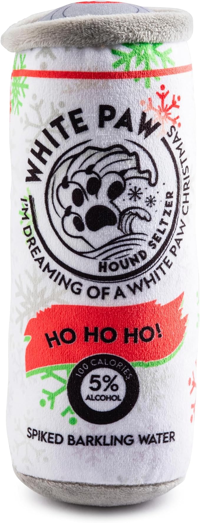 Haute Diggity Dog White Paw Howliday Plush Dog Toy for Small, Medium & Large Dogs, Interactive Funny Holiday Squeaky Toys, Soft, Durable, Machine-Washable, Safe & Cute Birthday Gift for Dogs, One Size