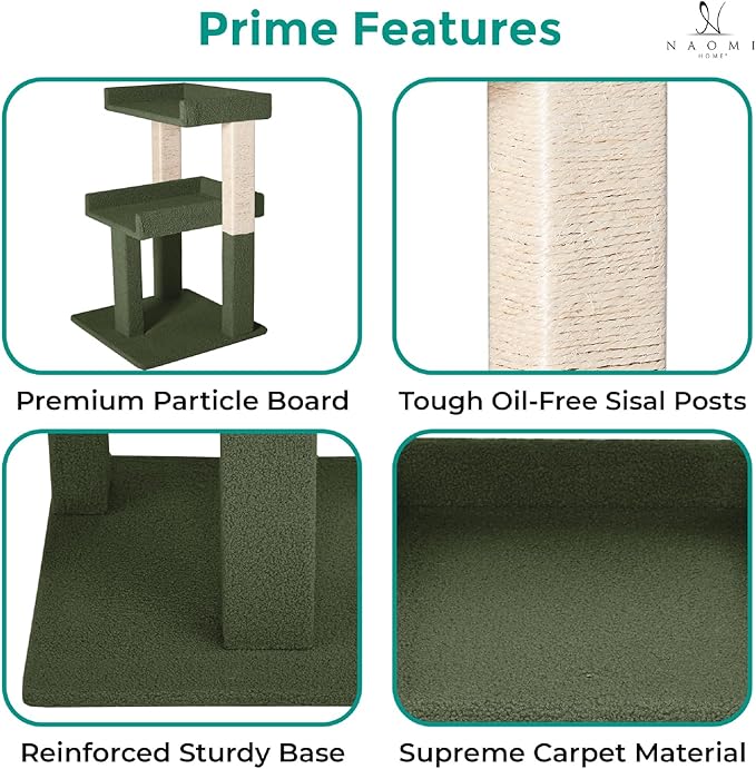 Lulu Large Cat Tower Green