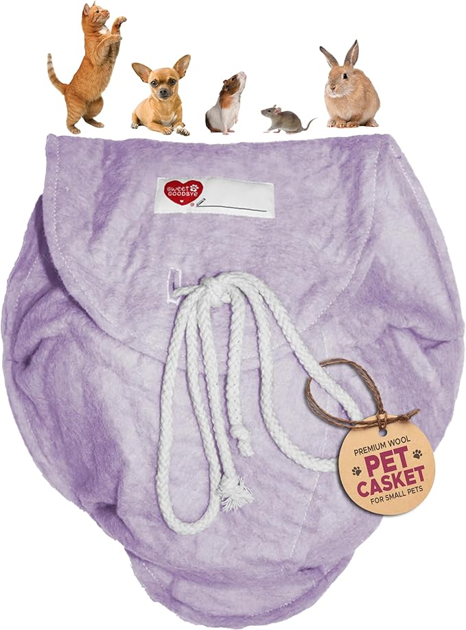 Cloud® Eco-Friendly Pet Burial & Cremation Ceremony Kit Casket for Smaller Pets: Rabbits Hamsters Gerbils Birds Reptiles, Small Cats (Choose Size & Color)(Small, Lavender)