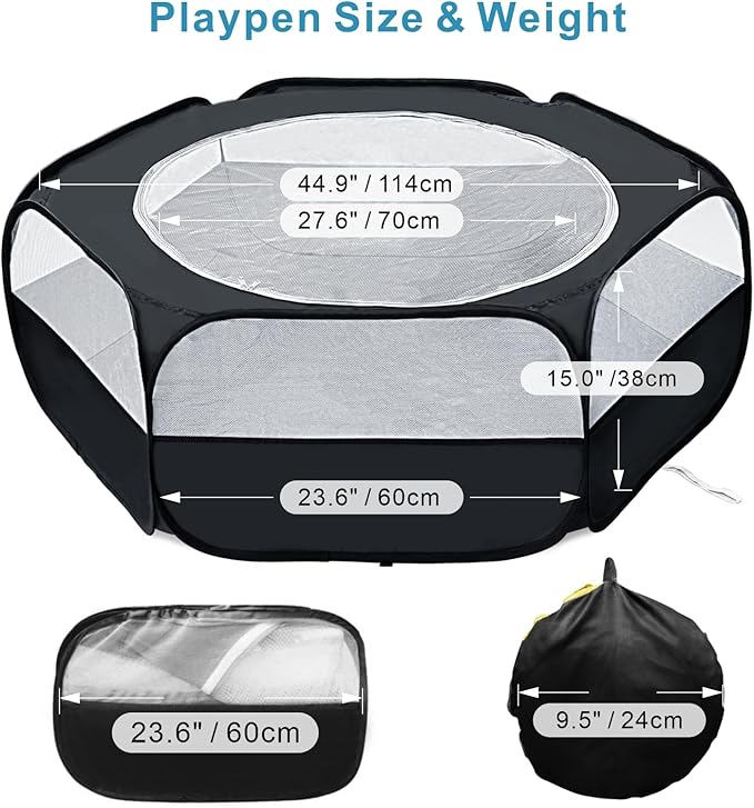 XIRGS Small Animal Playpen, Pet Playpen for Cat/Rabbit/Hamster/Guinea Pig/Bunny/Ferret/Kitten Toys Chick Brooder Box Cage Tent Pop Up Play Pen with Cover, Portable Play Yard Indoor Outdoor Waterproof