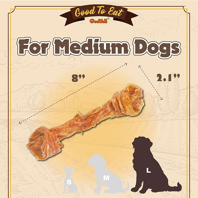 Gootoe Turkey Tendon Dog Treats, Bone (L) 1 lb, USA-Sourced Turkey Tendon, Natural Snack, Premium Puppy Chews, Hypoallergenic, Rawhide Free, Reseal Value Bag, Size for Large Dogs