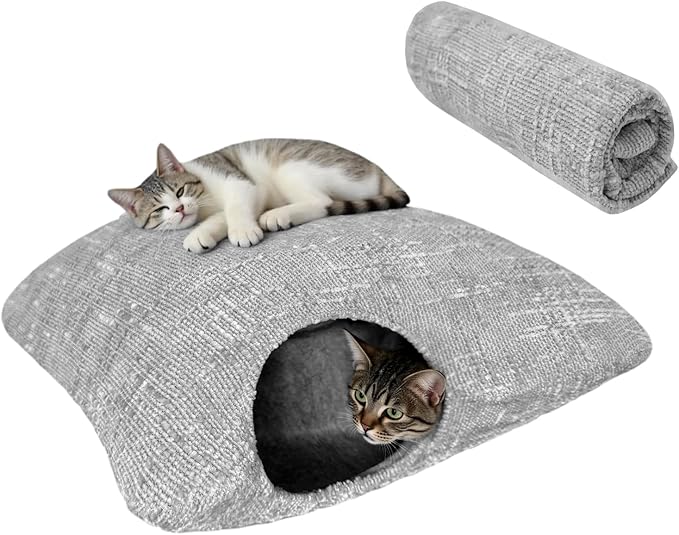 Peekaboo Cat Cave Small Square Tunnel pet House, Comes with Two Protective Covers as a Gift