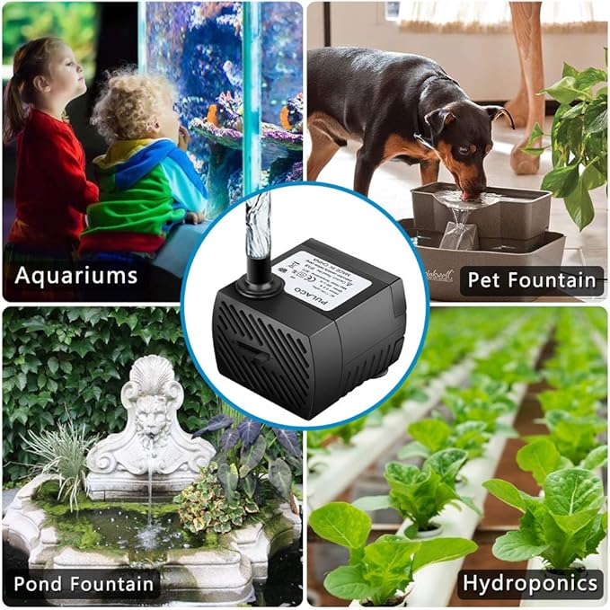 PULACO 95GPH 5W Mini Submersible Water Pump for Aquarium Fish Tank, Pond, Fountain, Hydroponics