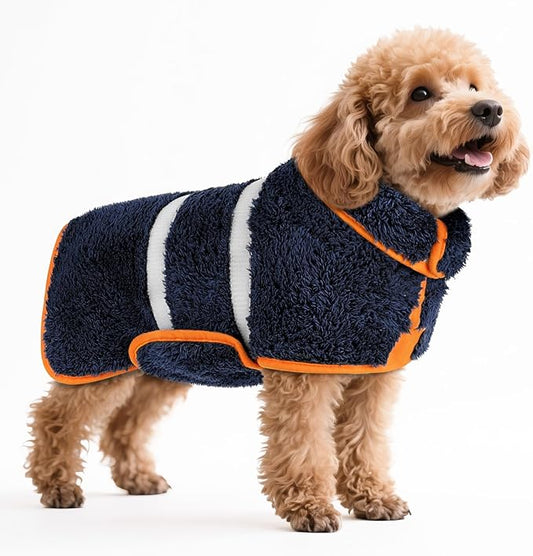Bienbee Dog Bathrobe, Quick Drying Super Absorbent Dog Robes for After Bath, Warm Keeping Dogs Towel, Dogs Bath Supplies, Navy Blue S