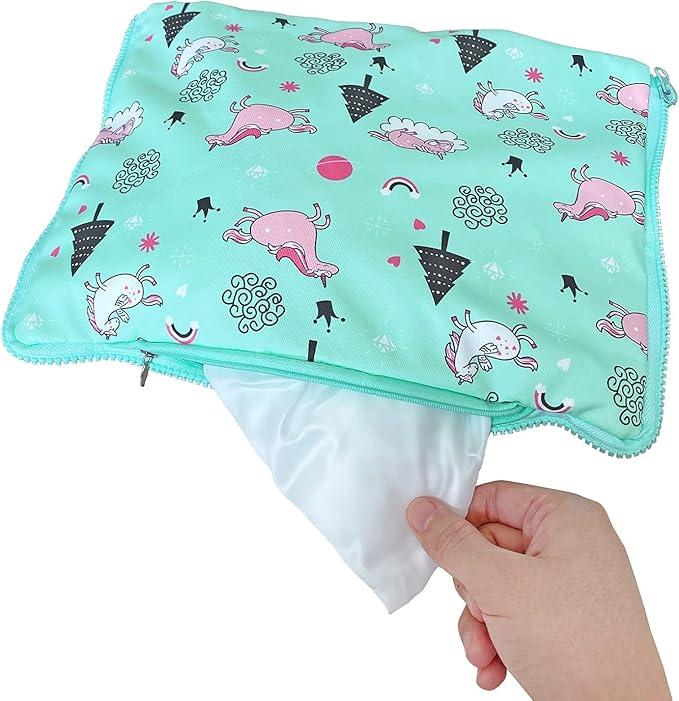 Cute Friendly Zipper Waterproof Portable Sleeping Bag Pouch Hideout Cave Habitat for Hedgehog, Baby Guinea Pig, Hamster, Ferret, Squirrel, Small Animal Bed Nest House Cage Portable Cushion (Green)