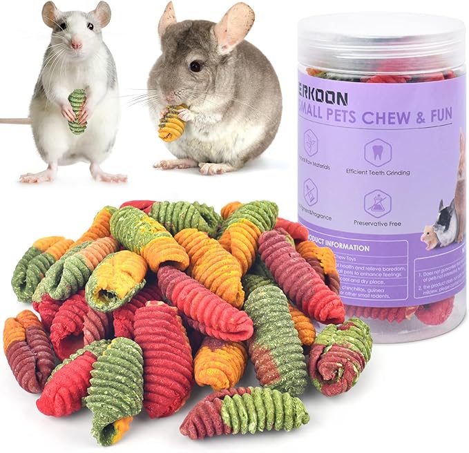 ERKOON Chinchilla Treats, Chew Toys for Teeth for Rabbit Guinea Pig Gerbil Rat Dwarf Hamster (Mixed-Large Size)