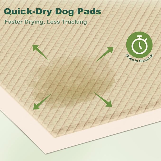 MIZOK Dog Pee Pads Extra Large 28×34in Bamboo Puppy Pads Odor Eliminating Pee Pads for Dogs Super Absorbent Leak-Proof Training Pads with Adhesive Tabs, Disposable (40 Counts)