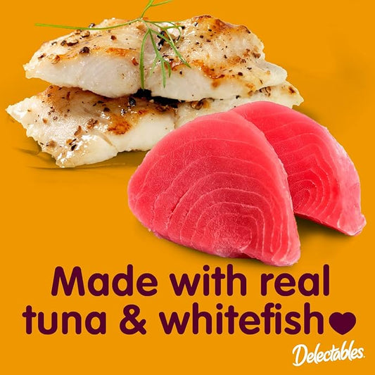 Hartz Delectables Stew Tuna & Whitefish Lickable Wet Cat Treats, 48 Count
