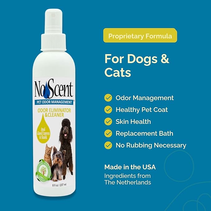 No Scent Anal Gland Express & Skunk - Professional Pet Grooming and Skunk Odor Eliminator & Cleaner - Safe Natural Fast Microencapsulating Spray on Fur Smell Remover for Dogs and Pets (2 oz x 2)