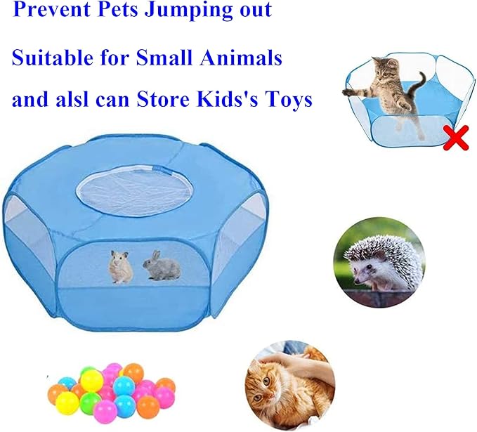 Mantouxixi Small Animal Playpen with Cover, Animal Chinchilla, Hamsters, Bunny, Rabbits, Kitten Kitten Ferret Playpen with Cover - Blue