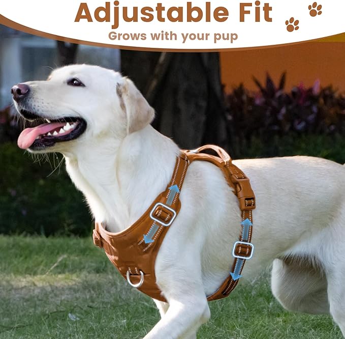 No Pull Dog Harness, Reflective Puppy Vest for Small Medium Large Sized Dog(Carmel Brown,XL)