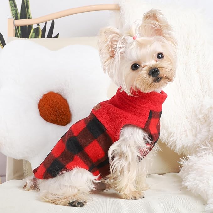 Dog Sweaters for Small Dogs Girl Boy Fleece Puppy Sweater Warm Soft Pet Holiday Clothes for Small Cats Dogs Chihuahua Sweatshirt, XS, Red