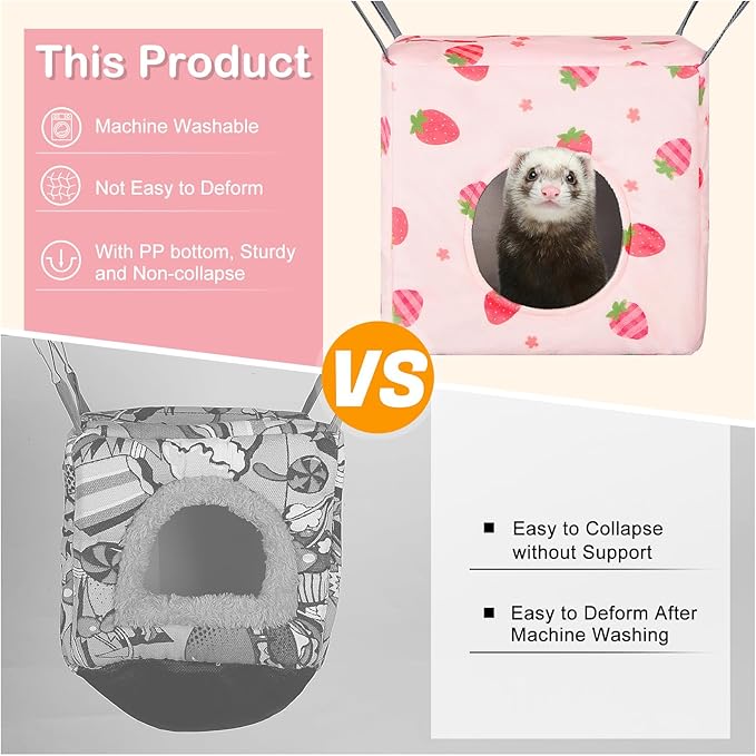 Glittme Ferret Hammock 4 Pack Ferret Cage Accessories Washable Rat Hammock Soft Guinea Pig Hammock for Ferrets, Rat, Sugar Glider, Squirrel