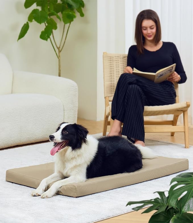 Waterproof Dog Bed for Crate, Hair Resistant Dog Beds with Washable Covers, Easy Clean Orthopedic Egg Crate Foam Pet Mat