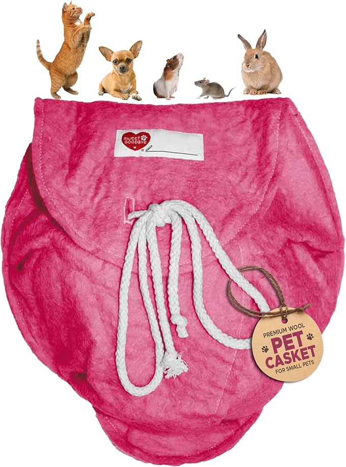 Cloud® - Eco-Friendly Pet Burial & Cremation Ceremony Kit - Casket for Smaller Pets: Rabbits Hamsters Gerbils Birds Reptiles, Small Cats (Choose Size & Color)(Large, Pink)