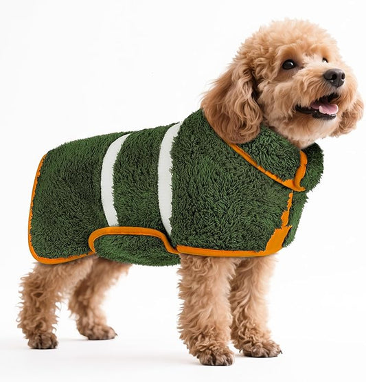 Bienbee Dog Bathrobe, Quick Drying Super Absorbent Dog Robes for After Bath, Warm Keeping Dogs Towel, Dogs Bath Supplies, Dark Green S