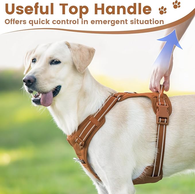 No Pull Dog Harness, Reflective Puppy Vest for Small Medium Large Sized Dog(Carmel Brown,M)