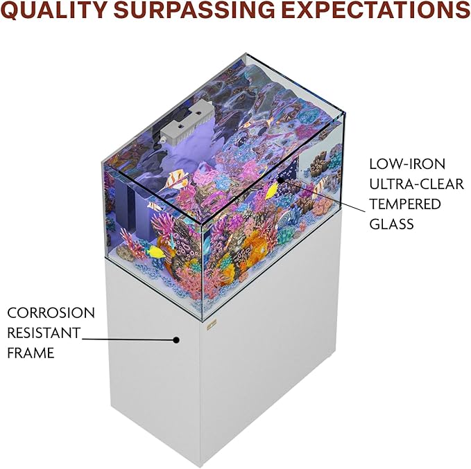 Coral Reef Aquarium Tank | 90 Gallon Ultra Clear Glass with Sump, White