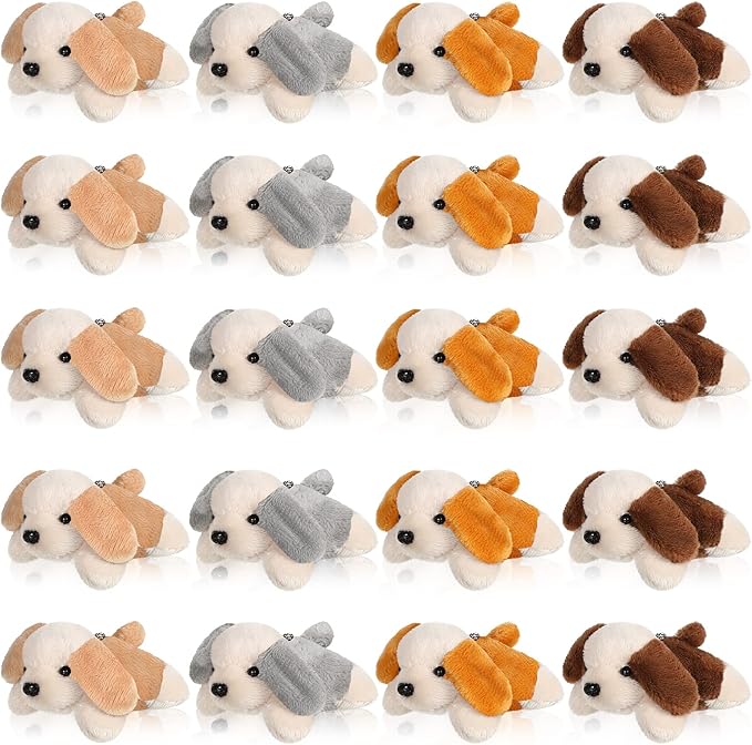 Sosation 20 Pcs Mini Dog Plush Stuffed Animal Bulk Small Dog Stuffed Animal Christmas Party Gift Soft Puppy Toy for Kids Student Goodie Bag Fillers Baby Shower Birthday Carnival Prize