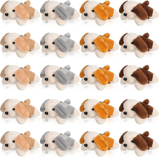 Sosation 20 Pcs Mini Dog Plush Stuffed Animal Bulk Small Dog Stuffed Animal Christmas Party Gift Soft Puppy Toy for Kids Student Goodie Bag Fillers Baby Shower Birthday Carnival Prize