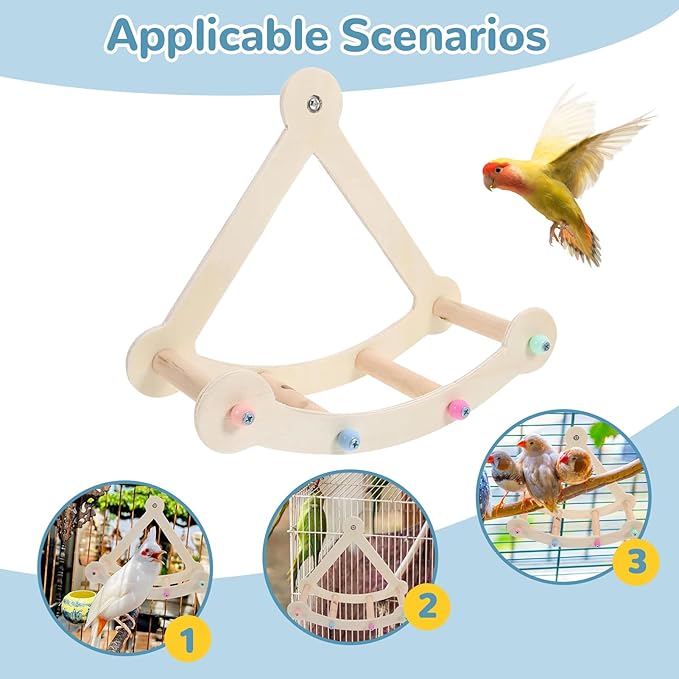 Bird Perch Toy, Interactive Rocking Parakeet Toys and Perches, Intelligence Puzzle Birds Enrichment Toy for Parrot, Bird Cage Accessories Perch for Budgies(Pirate Ship)