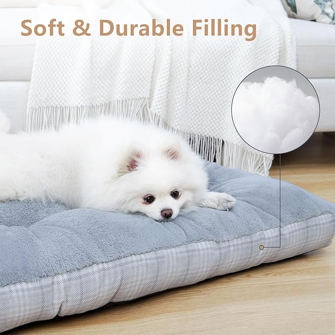 MIHIKK Washable M Dog Bed for Medium Dogs with Anti-Slip Bottom, Premium Foam Pet Pad for Crate for Large Medium Small Sized Puppies, 29" x 21" Gray