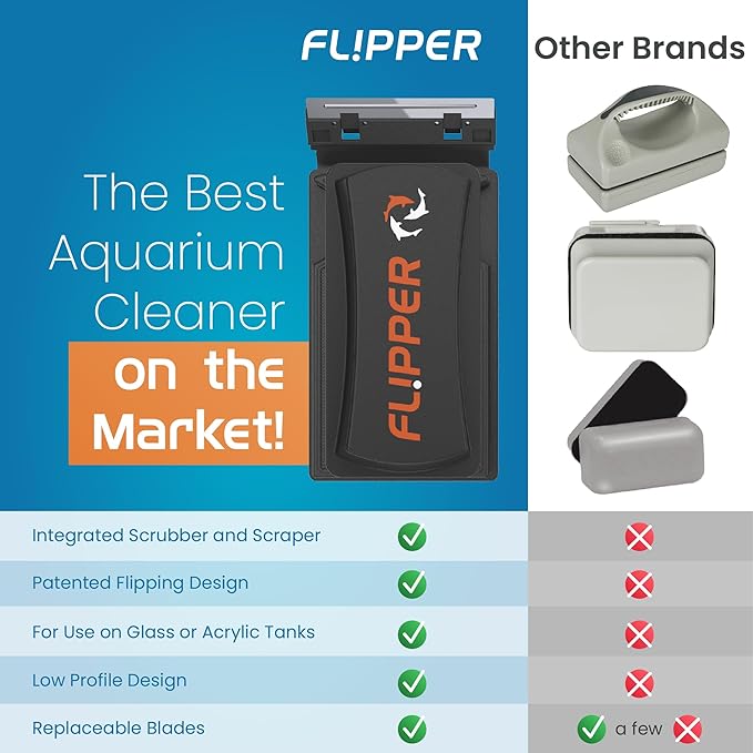 Flipper Magnetic Aquarium Glass Cleaner & Fish Tank Accessories | Effortless Algae Remover for Fish Tank (Standard)