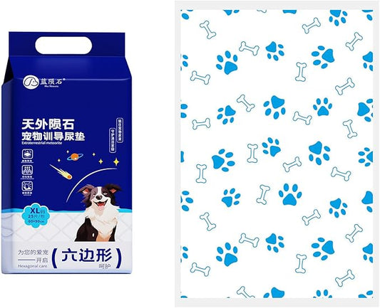Blue Meteorite Puppy Pads,7-Layer Leak-Proof Super Absorbent,Potty Training,Ultra Absorbent and Odor Eliminating,Quick-Dry Surface,Four Corner Positioning Stickers( 35.4"x24"), 25 Count