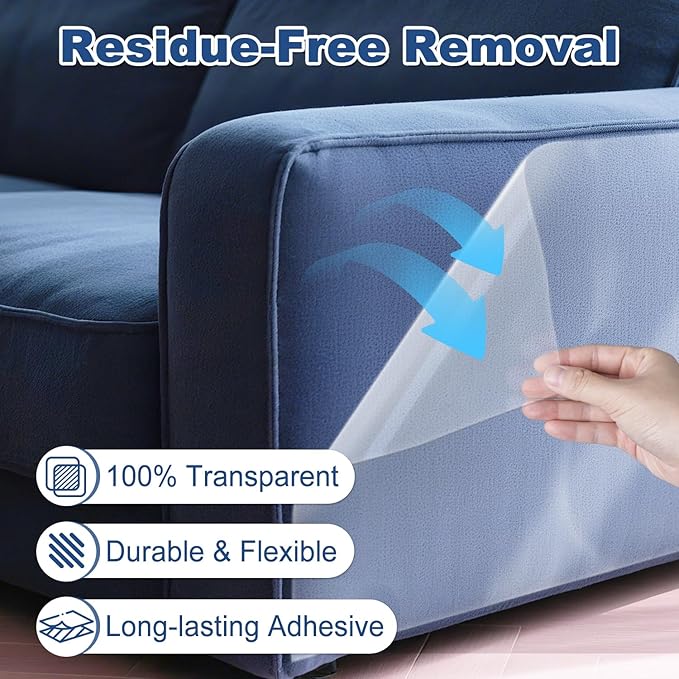Cat Scratch Furniture Protector, 12-Pack Couch Protector from Cat Claws, Cat Couch Protector Single-Sided Furniture Protectors from Cats Scratching for Sofa Corners Walls Doors(with 50 Twist Pins)