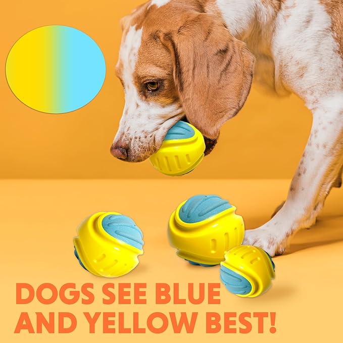 LaRoo Squeaky Dog Toys Ball, Puppy Chew Toys for Teething, Relieves Anxiety, Durable Interactive Dog Ball, Super Bouncy, Outdoor Waterproof, Floats in Water, Medium Dogs - 3inch