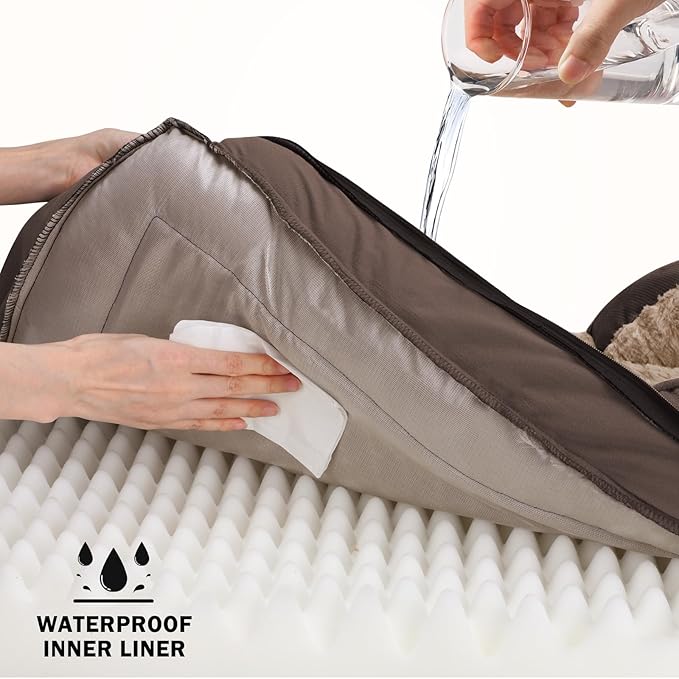 INVENHO Orthopedic Dog Bed for Large Dogs, Washable Waterproof, Egg-Crate Foam Dog Couch Bed with Washable Removable Cover, Waterproof Lining and Nonskid Bottom