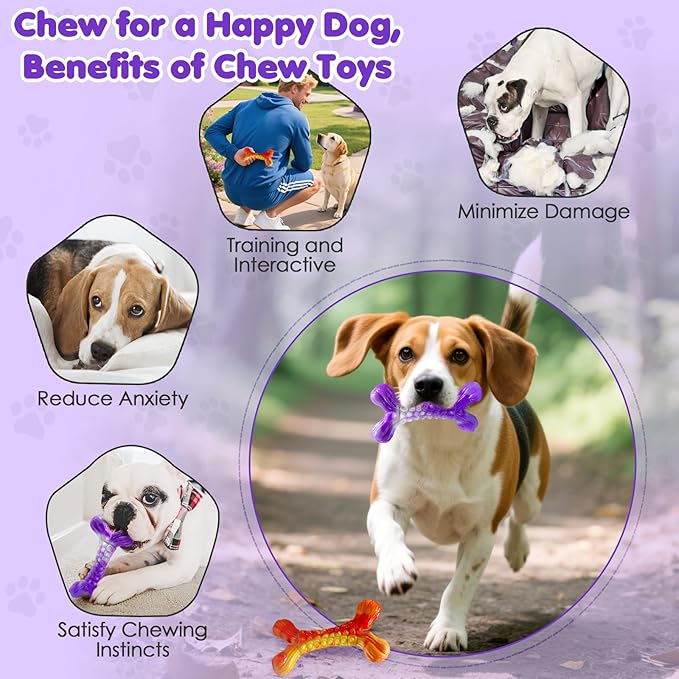 Dog Chew Toy Aggressive Chewers - 2 Pack Indestructible Dog Toys - Tough Dogs Toy to Keep Them Busy - Pet Toys for Medium, Large Breed