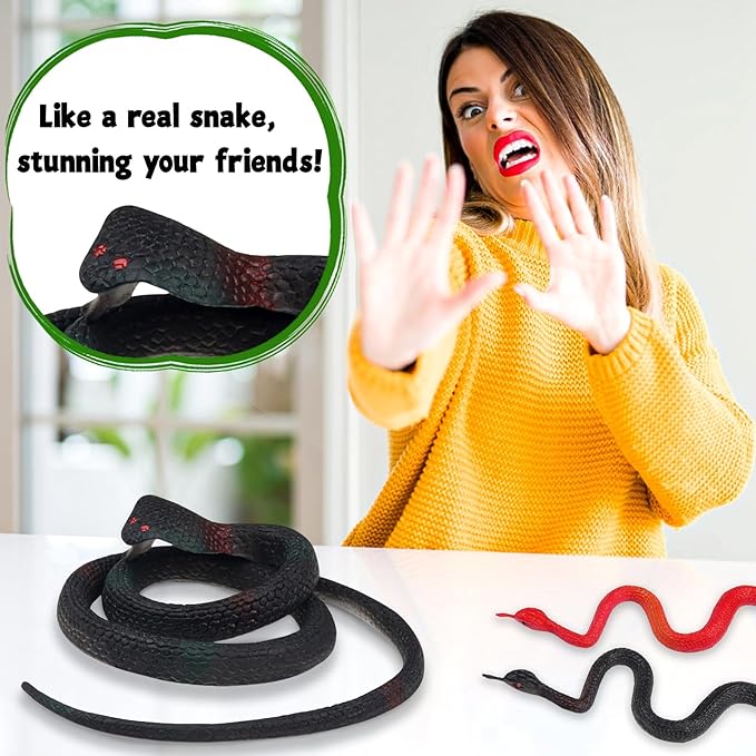 11 Pieces Toy Snakes, 30 Inch Rubber Snakes 16 Inch Fake Snake Realistic Snake for Garden Props to Keep Birds Away, Pranks, Boys’ Favorite, Pool Party, Bathtub Floater