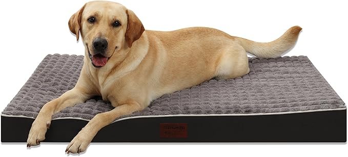 Dog Bed, Waterproof Orthopedic Dog Beds for Large/Medium/Small Dogs, Dog Crate Pad with Removable Washable Pet Mat Cover, Non-Slip Bottom(XXL(47''x29''x4''), Grey)